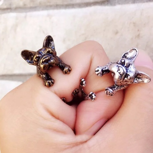 {DOTTIE} sterling silver dog wrap ring silver color only - Picture 3 of 5